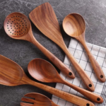 Wooden Serving and Cooking POLISHED SHEESAM WOOD Spoons Set | Wood Spoons/Spatula for Cooking - Kitchen Tools - (Set of 6)