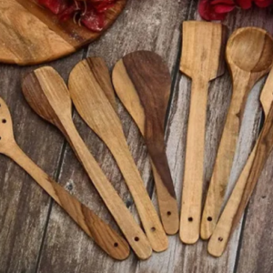 Wooden Serving and Cooking Spoons Set | Naturally Non-Stick Cookware | SHEESAM WOOD Spoons/Spatula for Cooking - Kitchen Tools - (Set of 7)