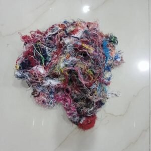 Color cotton thread waste cleaning material for oil grease removal from surfaces and hands